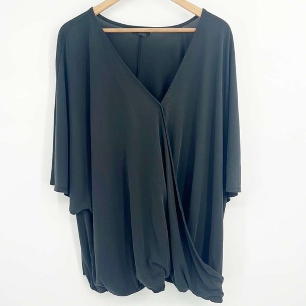 Halogen Women's Surplice Charcoal Gray Faux Wrap Top Size 3X